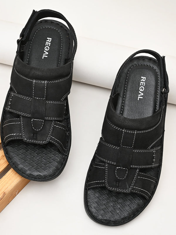 Regal Black Mens Leather Casual Sandals