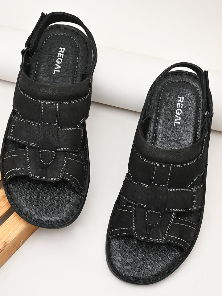 Regal Black Mens Leather Casual Sandals