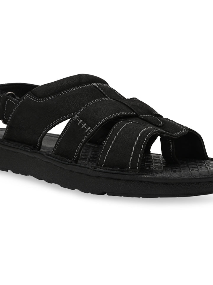 Regal Black Mens Leather Casual Sandals