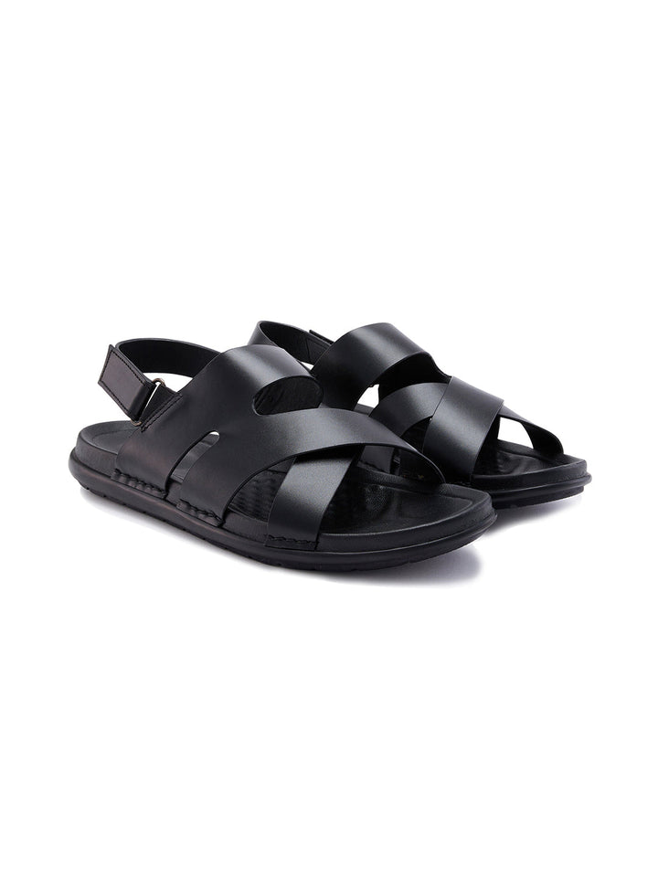 Regal Black Men Casual Leather Sandals