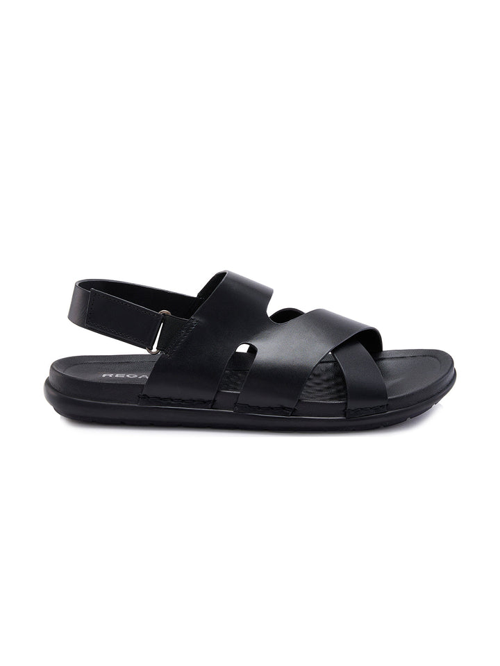 Regal Black Men Casual Leather Sandals