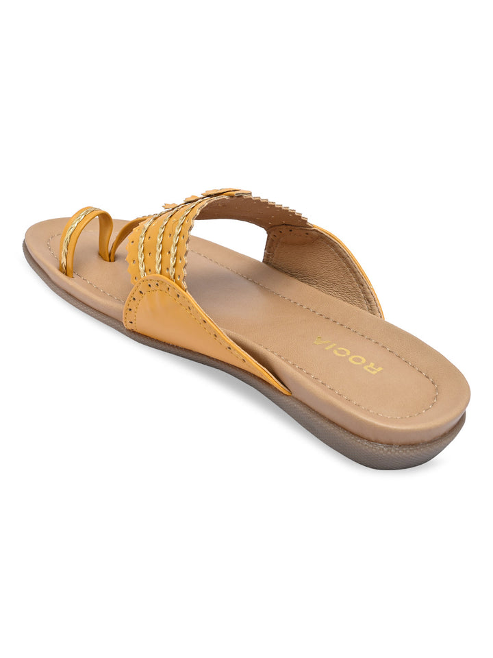 Rocia By Regal Mustard Women Casual Kolhapuri Flats