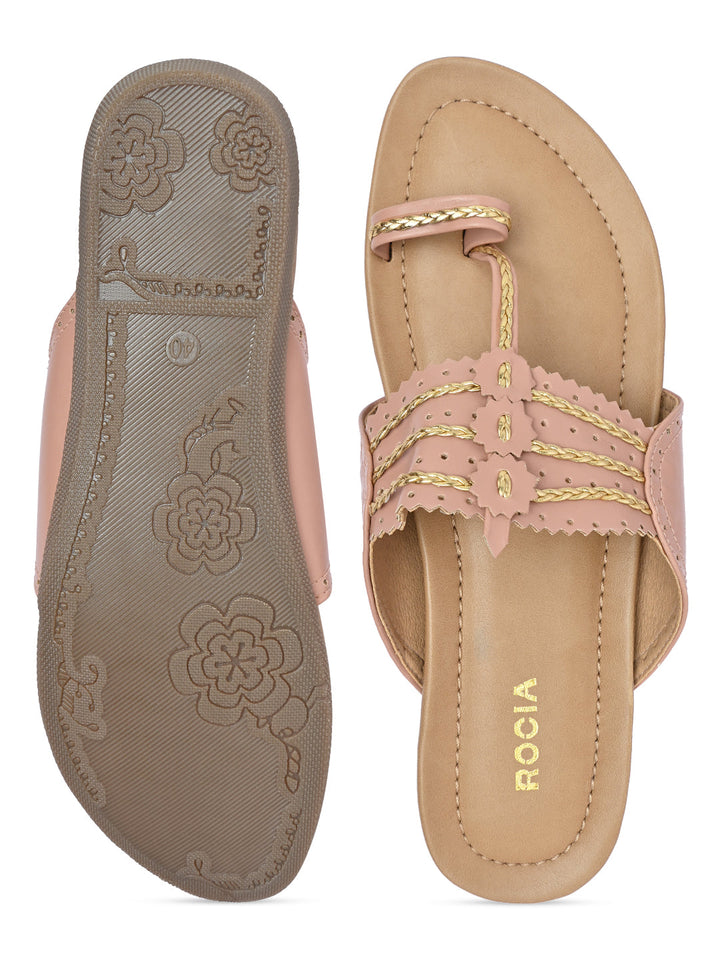 Rocia By Regal Pink Women Casual Kolhapuri Flats