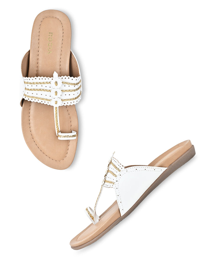 Rocia By Regal White Women Casual Kolhapuri Flats
