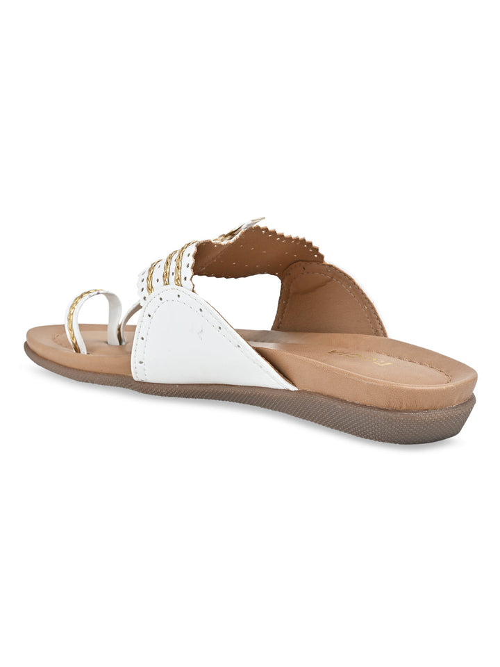 Rocia By Regal White Women Casual Kolhapuri Flats