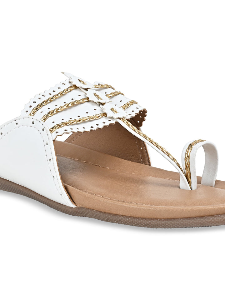 Rocia By Regal White Women Casual Kolhapuri Flats