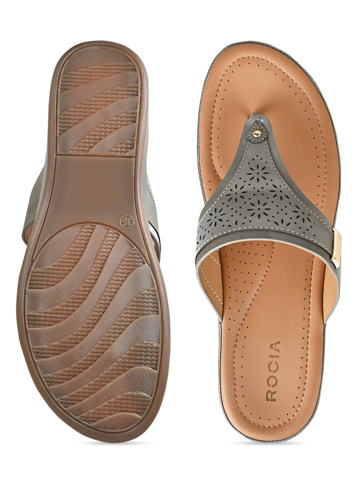 Rocia By Regal Grey Women Laser Cut Comfort Flats