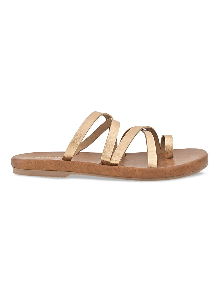 Rocia By Regal Rose Gold Women Strappy Flats
