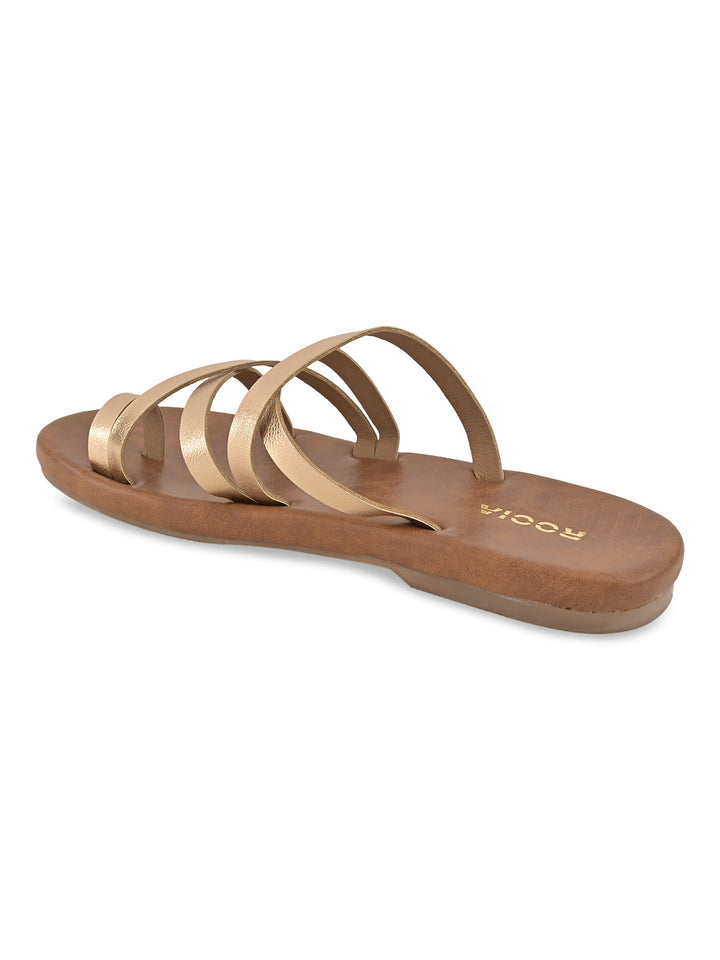 Rocia By Regal Rose Gold Women Strappy Flats