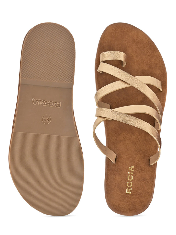 Rocia By Regal Rose Gold Women Strappy Flats