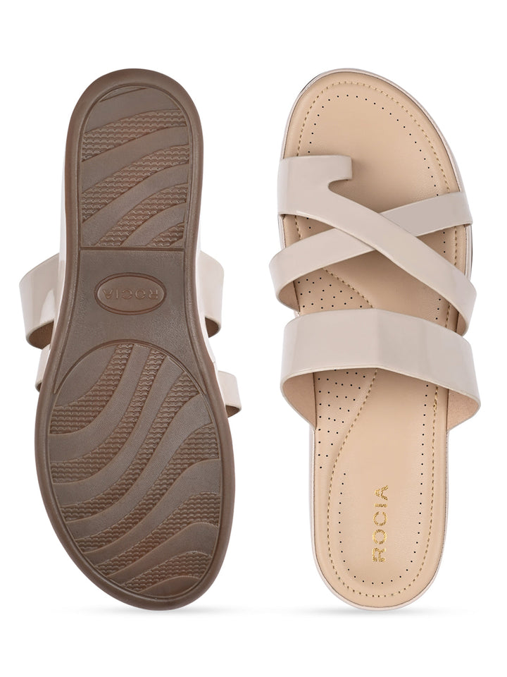 Rocia By Regal Beige Women Comfort Patent Flats