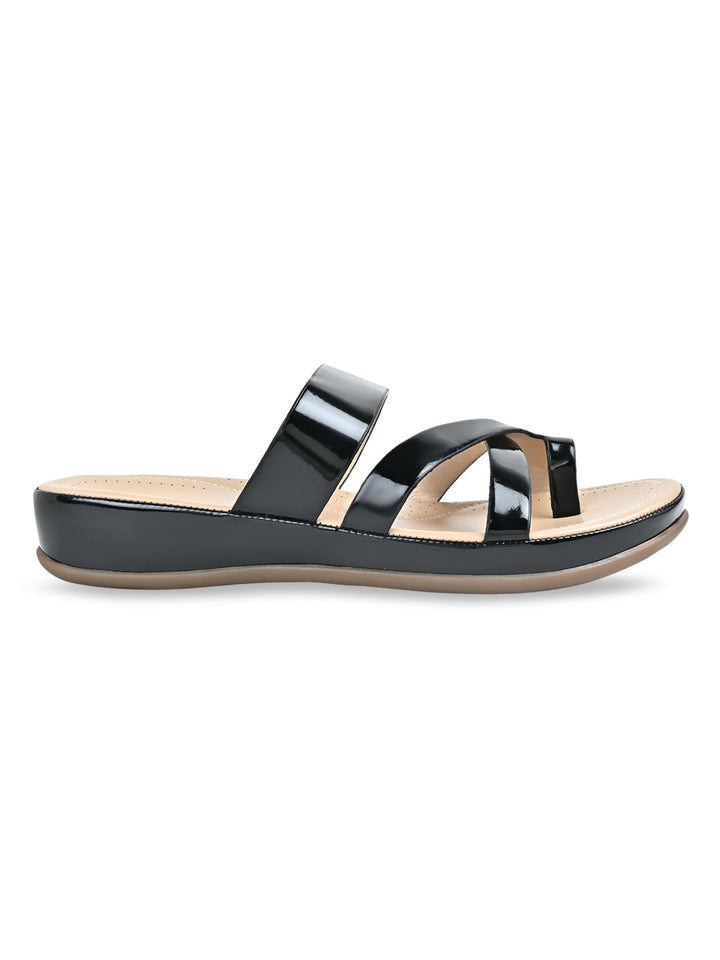 Rocia By Regal Black Women Comfort Patent Flats