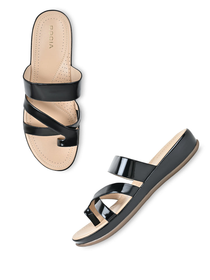 Rocia By Regal Black Women Comfort Patent Flats