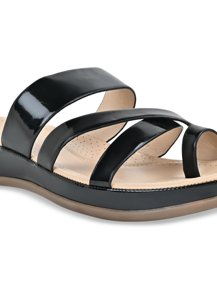 Rocia By Regal Black Women Comfort Patent Flats