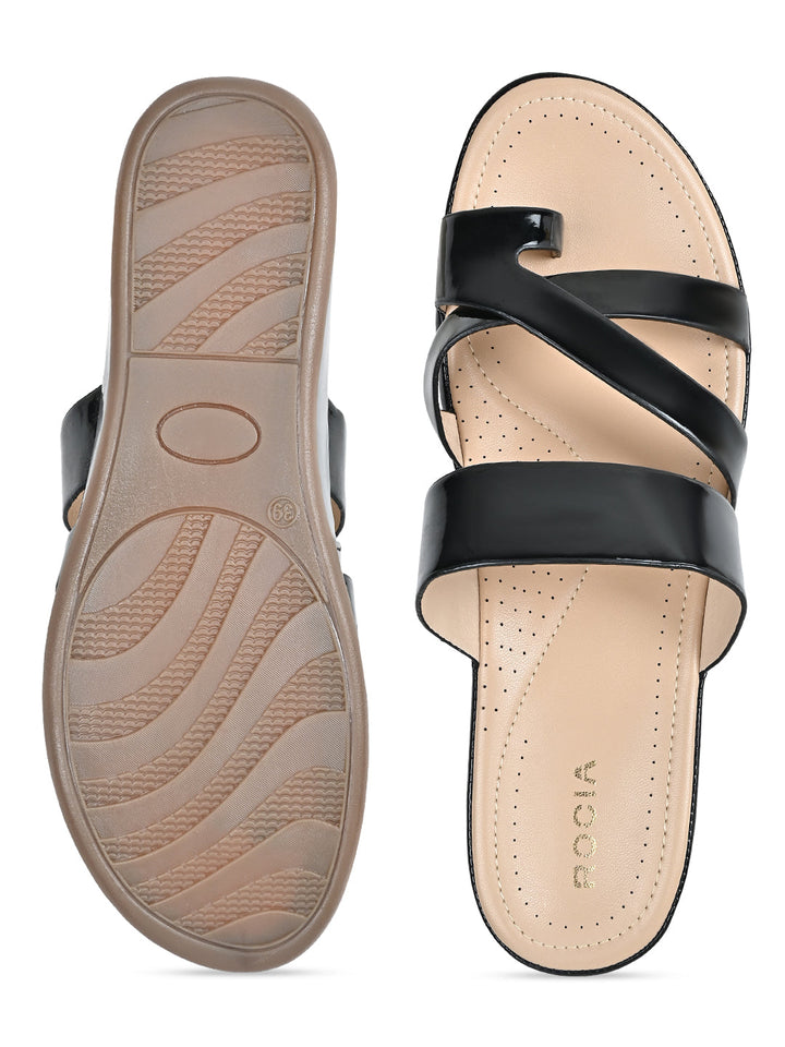 Rocia By Regal Black Women Comfort Patent Flats