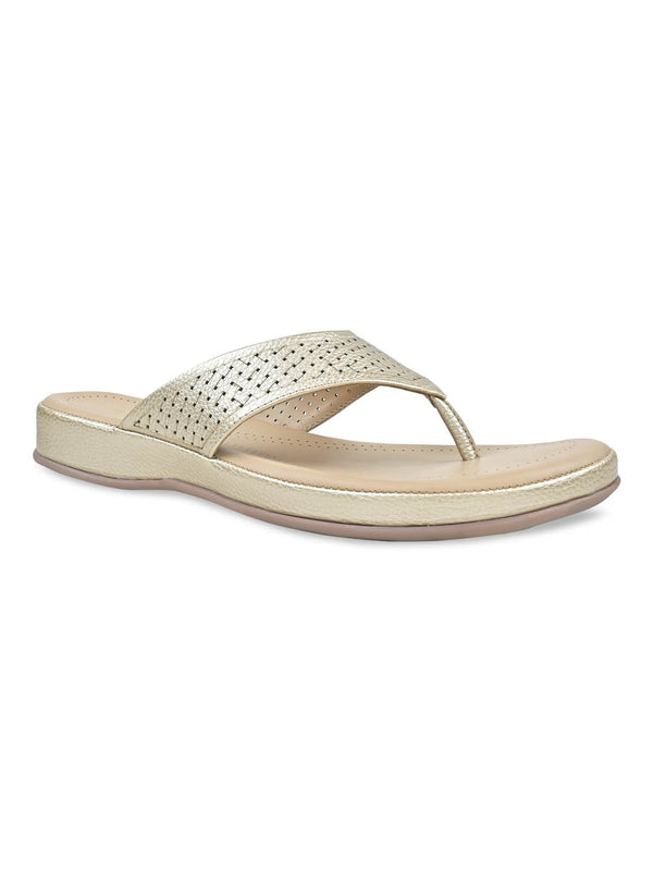 Rocia By Regal Gold Women Laser Cut Flats
