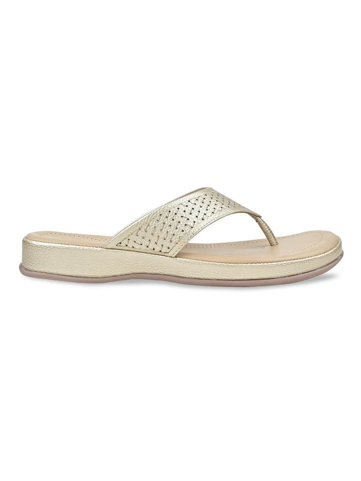 Rocia By Regal Gold Women Laser Cut Flats
