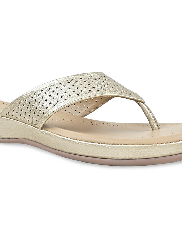 Rocia By Regal Gold Women Laser Cut Flats