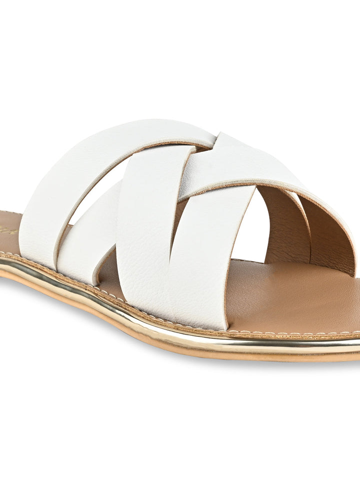 Rocia By Regal White Women Criss-Cross Flats