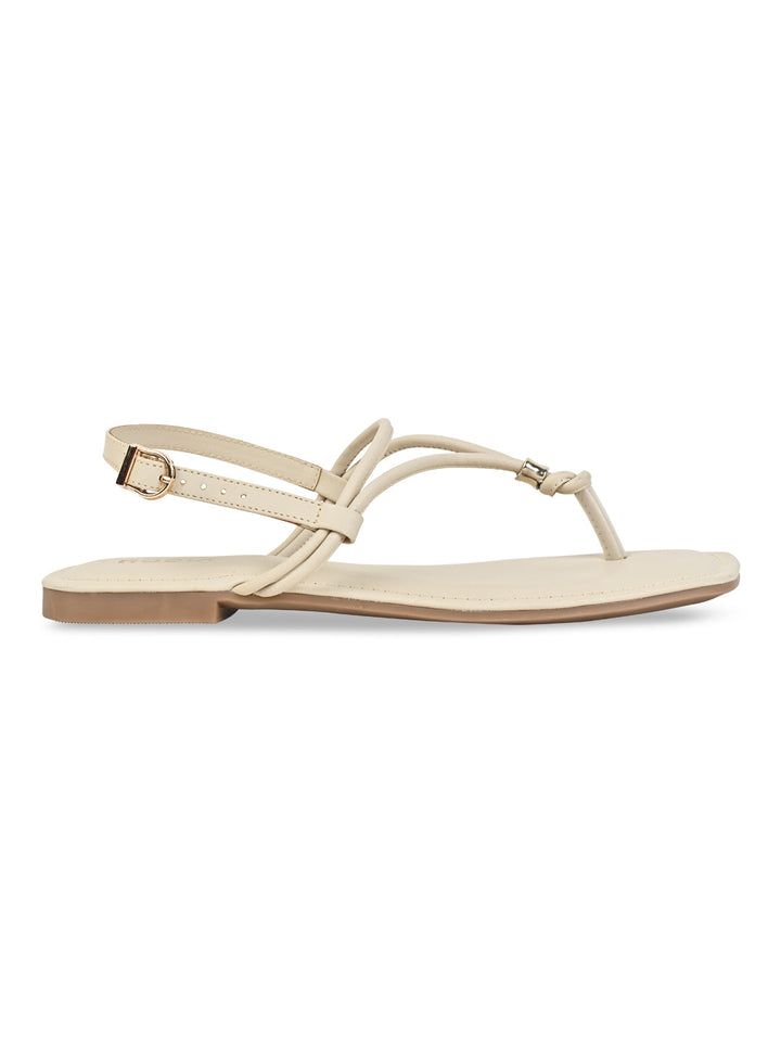 Rocia By Regal Cream Women Casual Flat Sandals