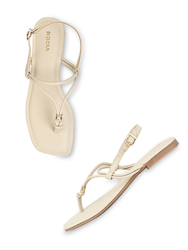 Rocia By Regal Cream Women Casual Flat Sandals