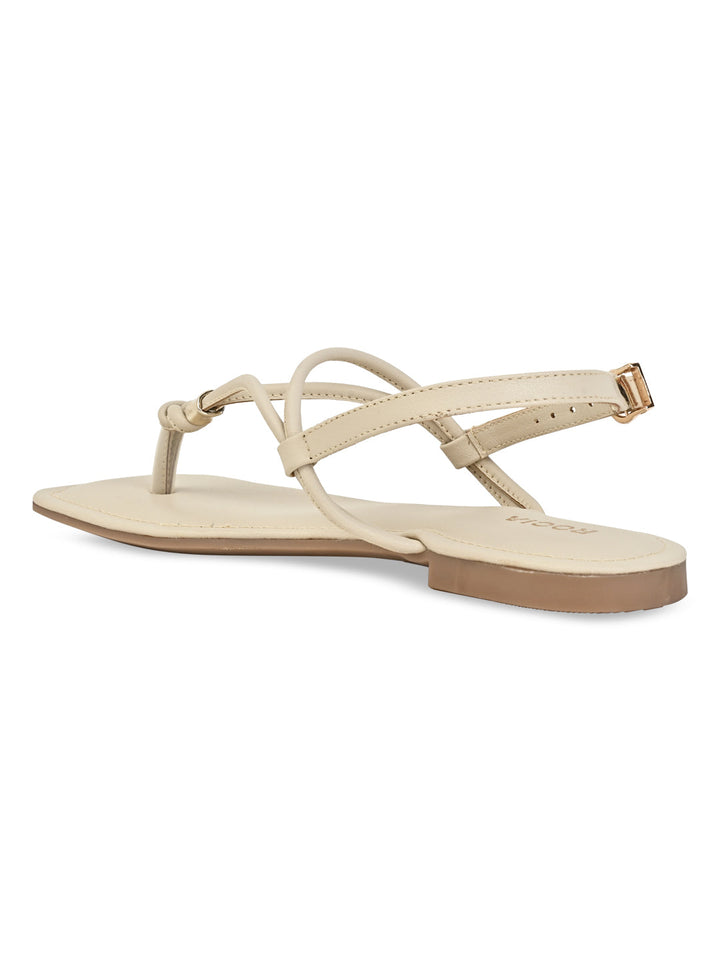 Rocia By Regal Cream Women Casual Flat Sandals