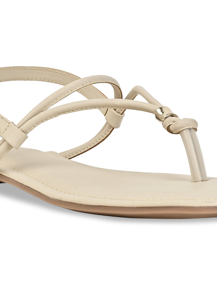 Rocia By Regal Cream Women Casual Flat Sandals