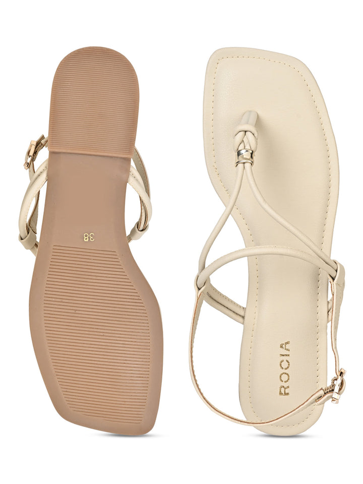 Rocia By Regal Cream Women Casual Flat Sandals