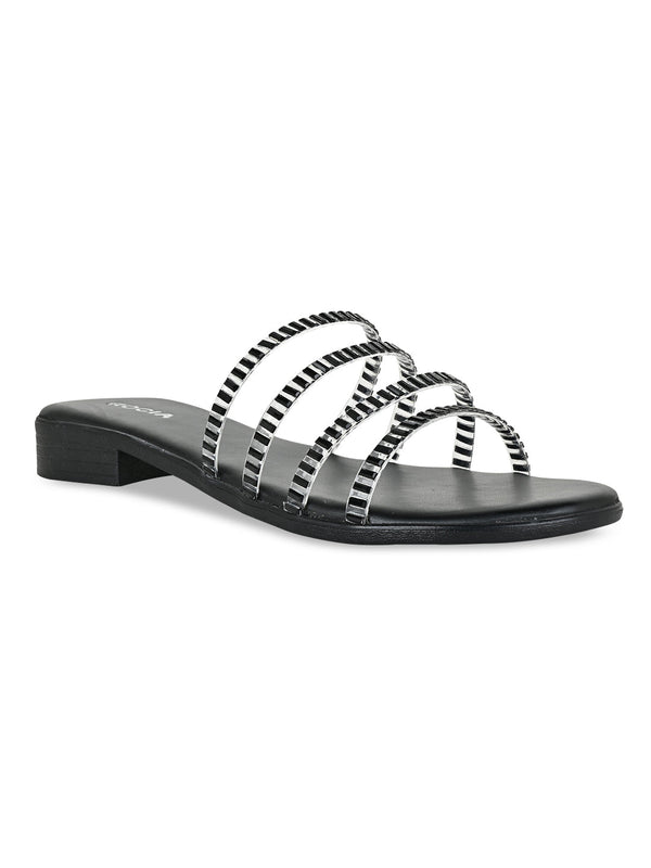 Rocia By Regal Black Women Casual Strappy Studded Flats