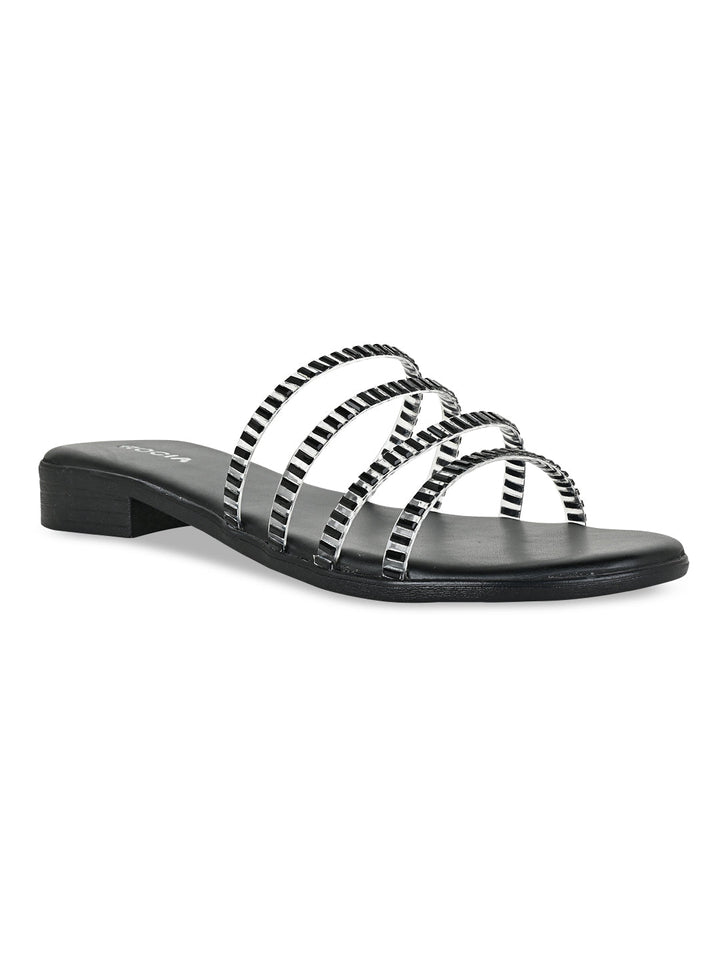 Rocia By Regal Black Women Casual Strappy Studded Flats