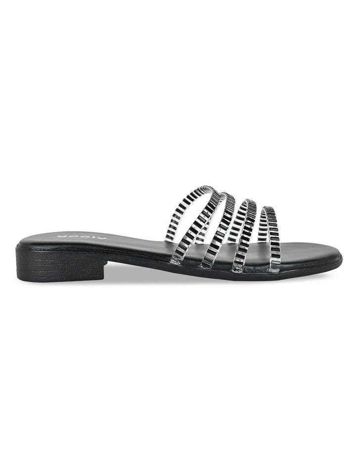 Rocia By Regal Black Women Casual Strappy Studded Flats