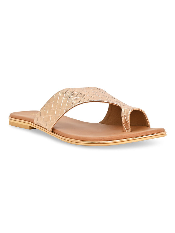 Rocia By Regal Rose Gold Women Casual Woven Flats