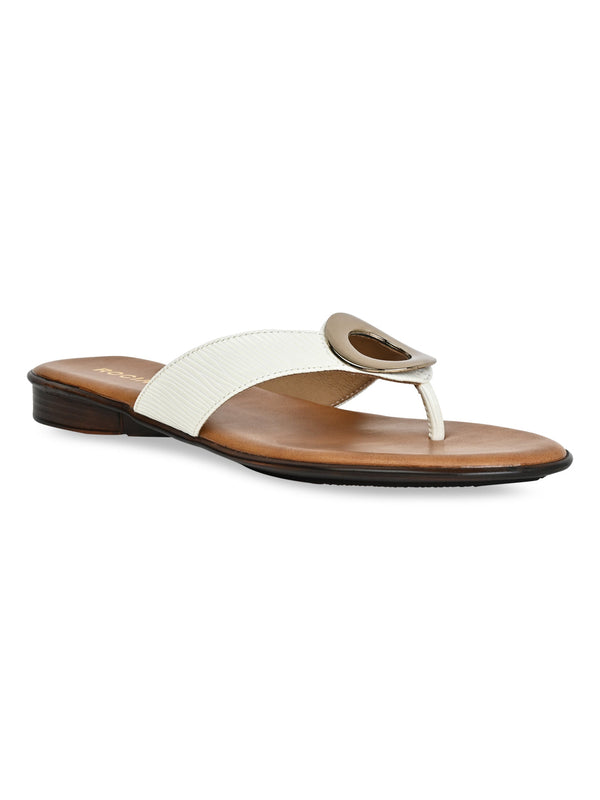 Rocia By Regal Beige Women Casual Thongs With Buckle