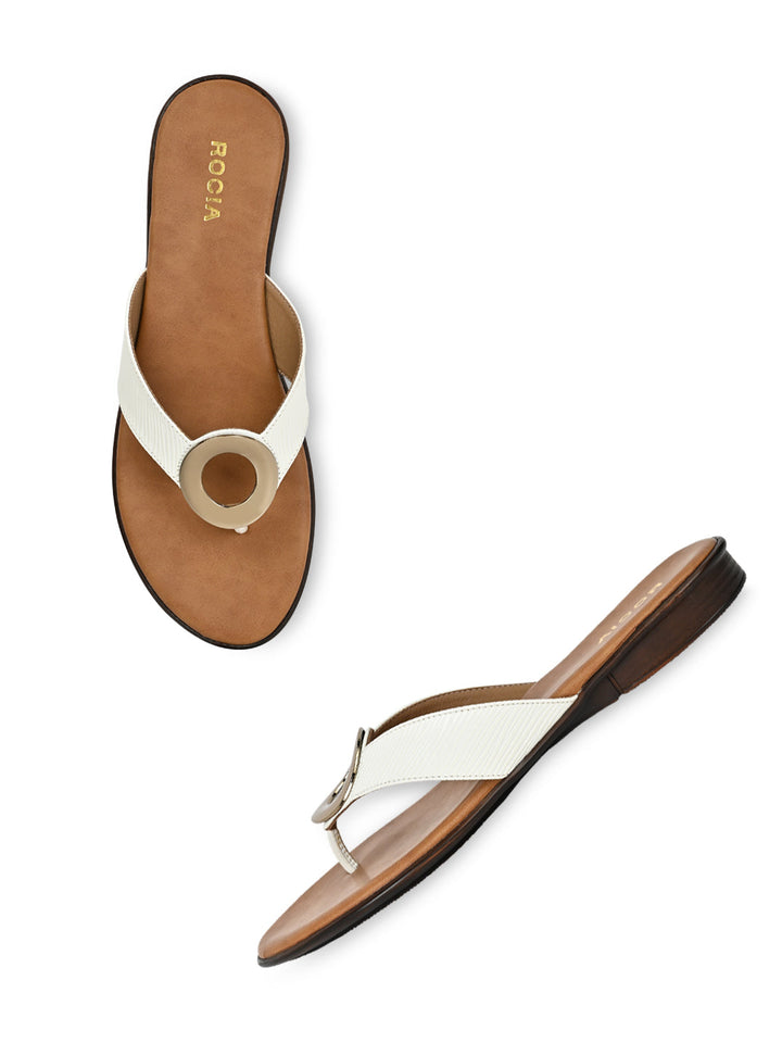 Rocia By Regal Beige Women Casual Thongs With Buckle