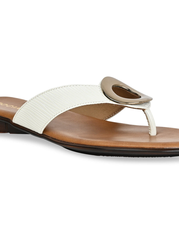 Rocia By Regal Beige Women Casual Thongs With Buckle