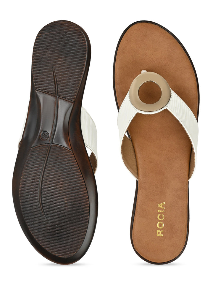 Rocia By Regal Beige Women Casual Thongs With Buckle