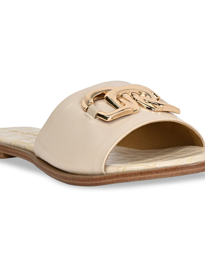 Rocia By Regal Cream Women Buckled Sliders