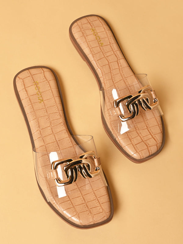 Rocia By Regal Transparent Women Buckled Sliders