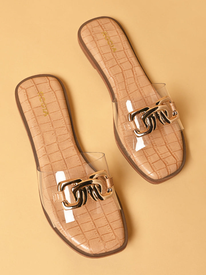 Rocia By Regal Transparent Women Buckled Sliders