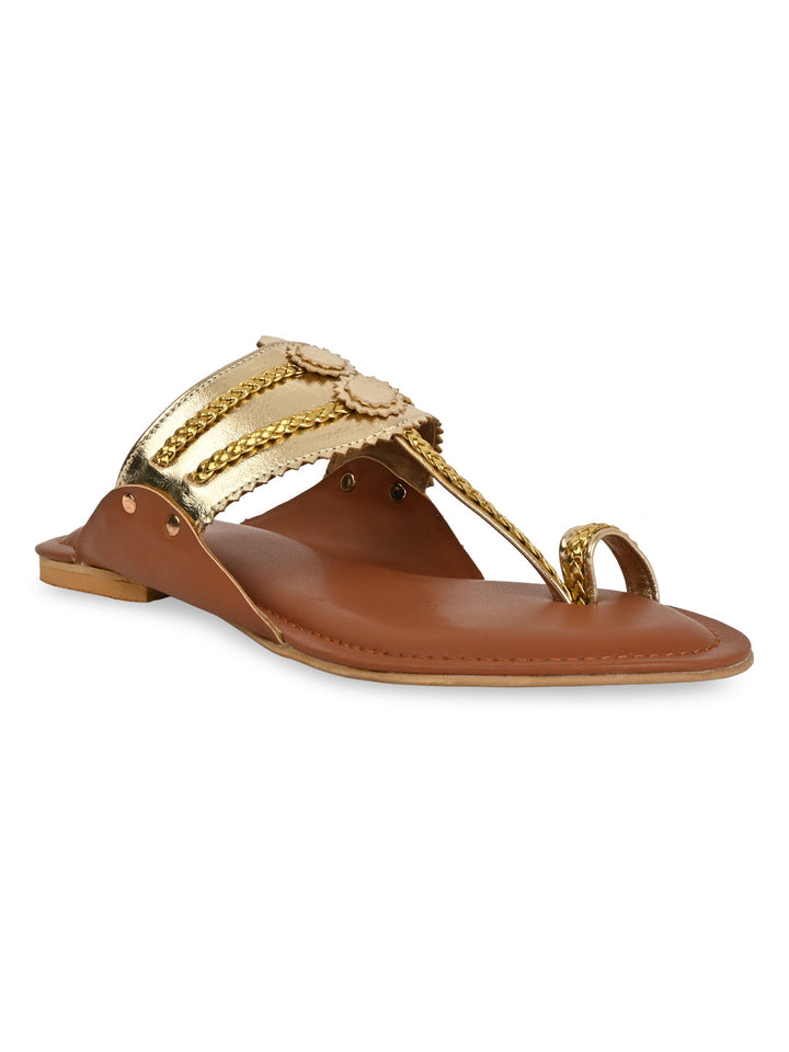Rocia By Regal Gold Women Funky Flat Kolhapuri