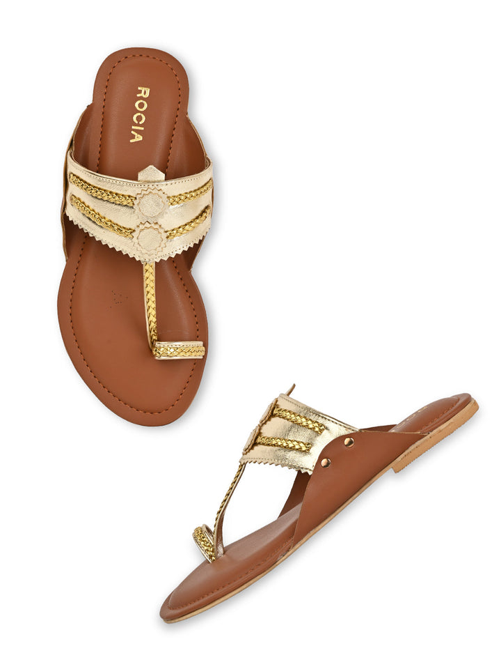 Rocia By Regal Gold Women Funky Flat Kolhapuri