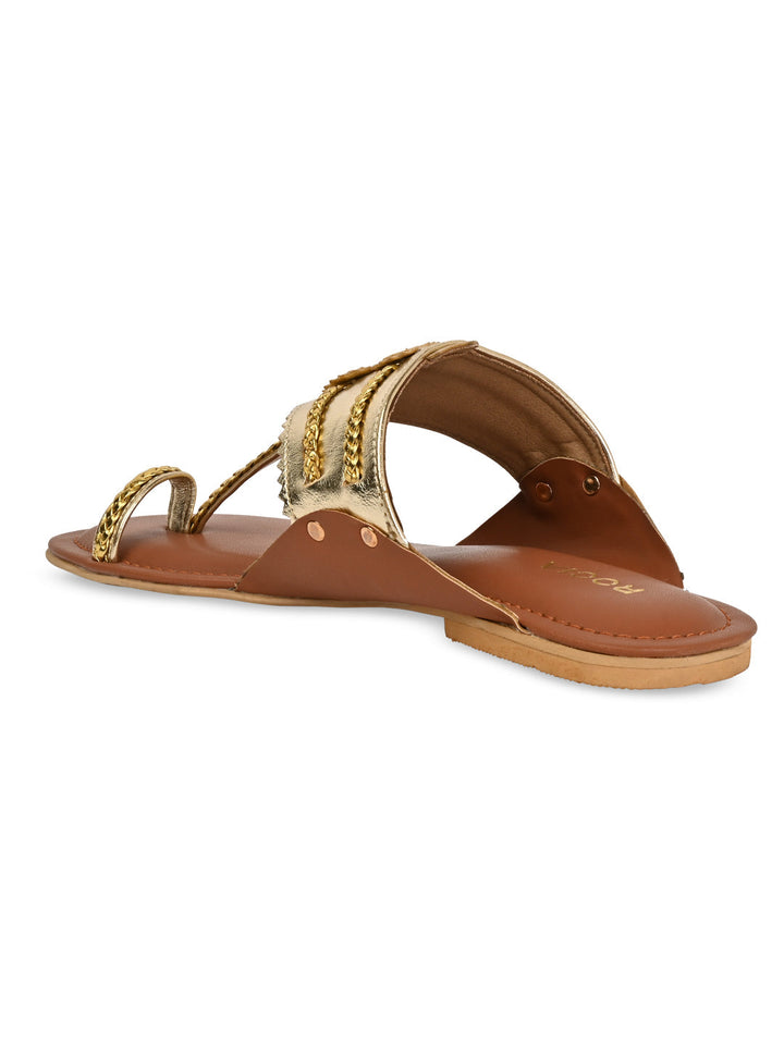 Rocia By Regal Gold Women Funky Flat Kolhapuri