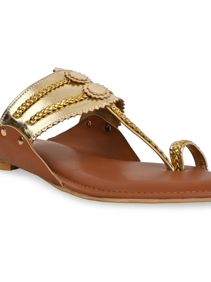 Rocia By Regal Gold Women Funky Flat Kolhapuri