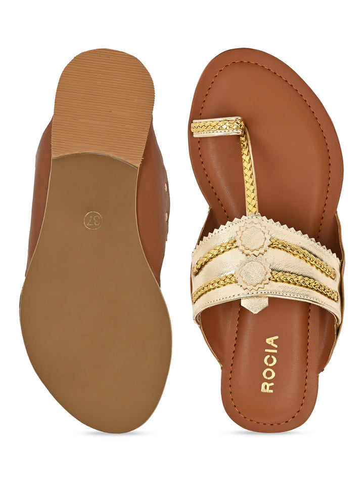 Rocia By Regal Gold Women Funky Flat Kolhapuri
