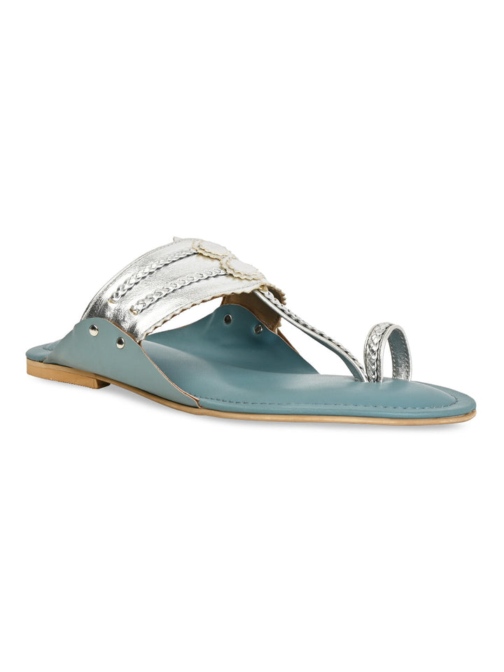 Rocia By Regal Silver Women Funky Flat Kolhapuri