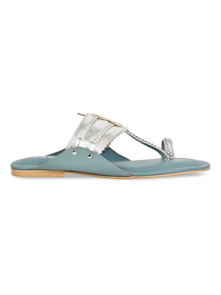 Rocia By Regal Silver Women Funky Flat Kolhapuri