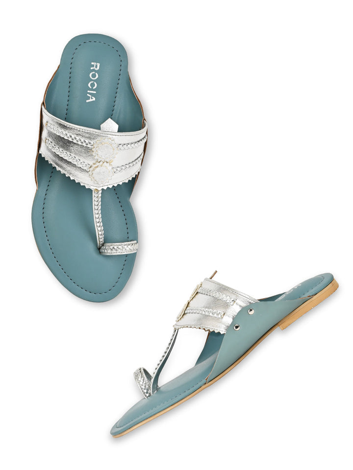 Rocia By Regal Silver Women Funky Flat Kolhapuri