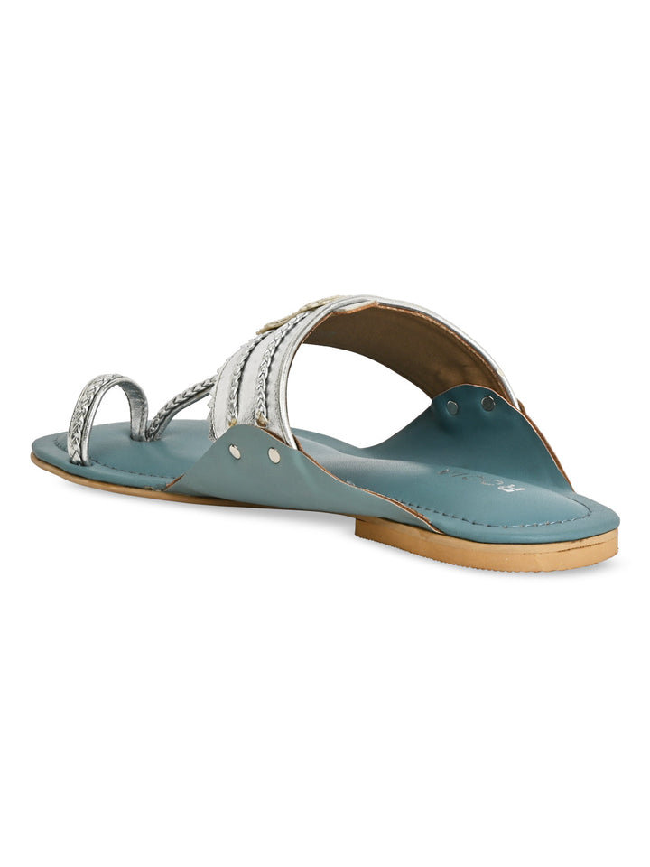 Rocia By Regal Silver Women Funky Flat Kolhapuri
