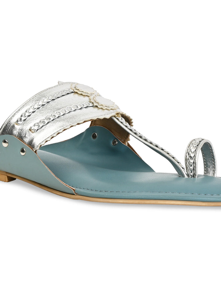 Rocia By Regal Silver Women Funky Flat Kolhapuri