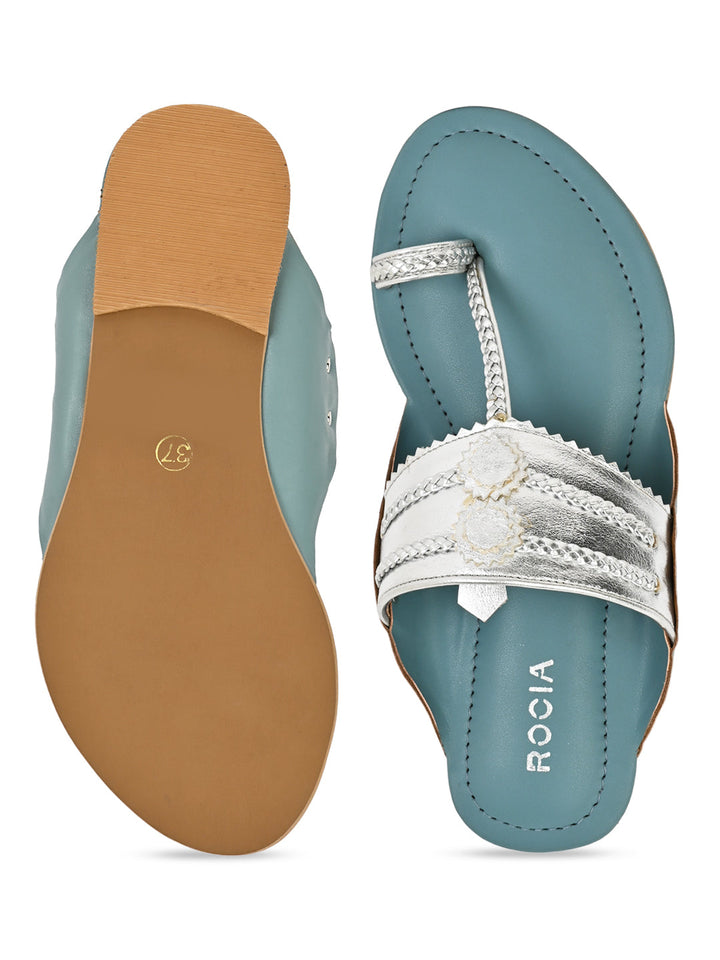 Rocia By Regal Silver Women Funky Flat Kolhapuri
